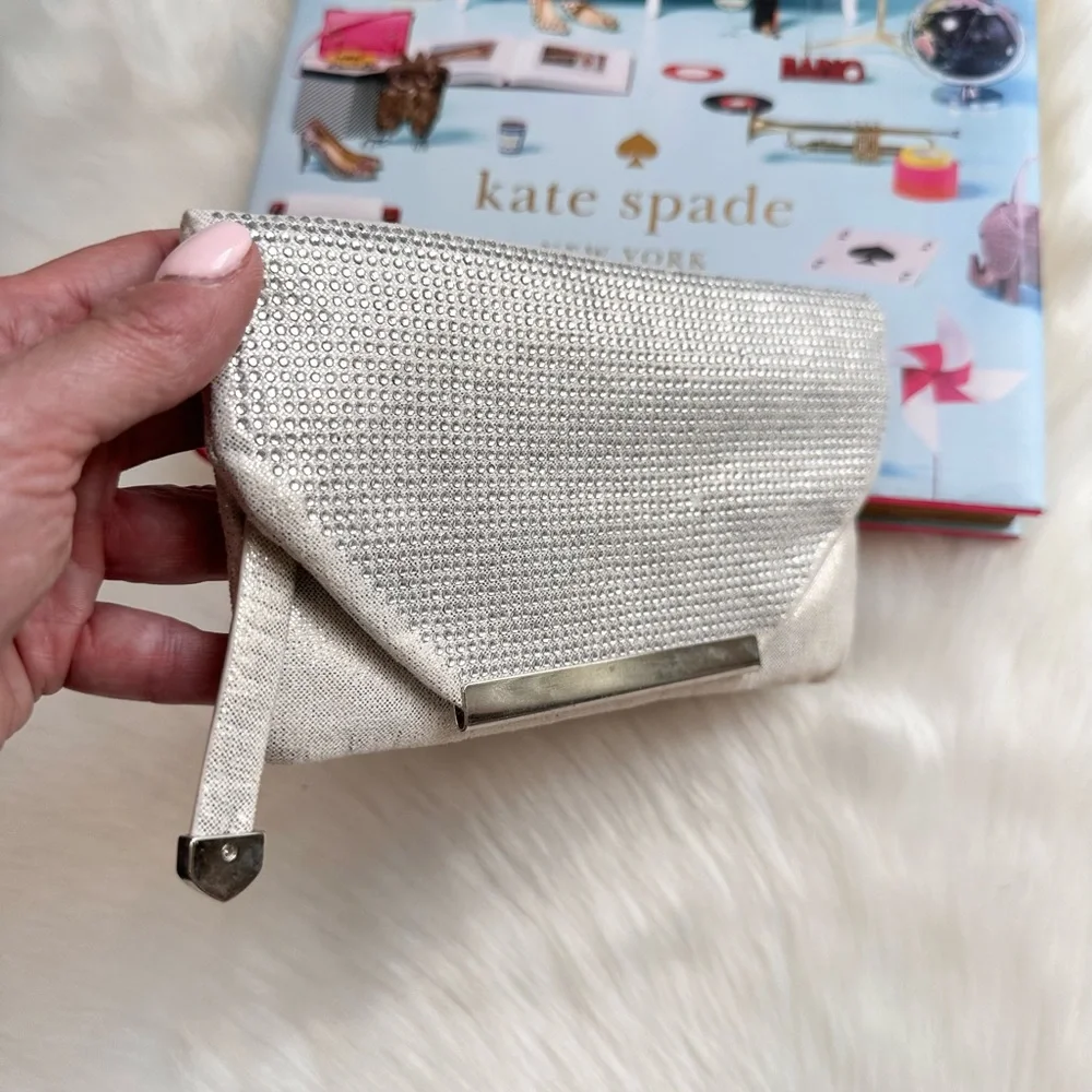 Stella & Dot Silver Mesh Wristlet with Shimmery Finish